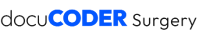 docuCODER Surgery project wordmark, dark text with color CODER for light surfaces
