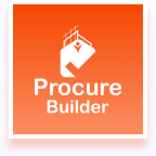 Procure Builder square flame badge on orange gradient